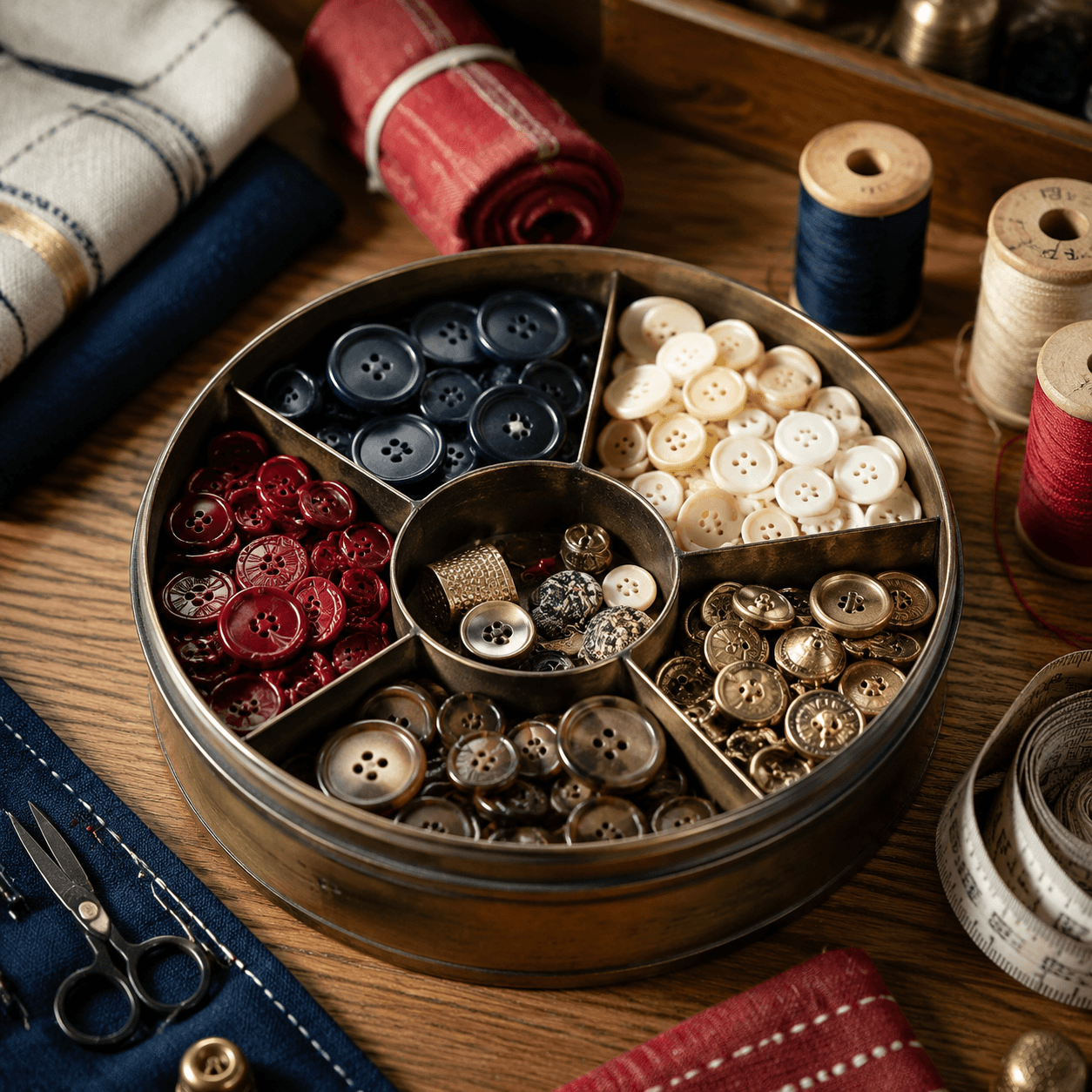 Button sorting tin